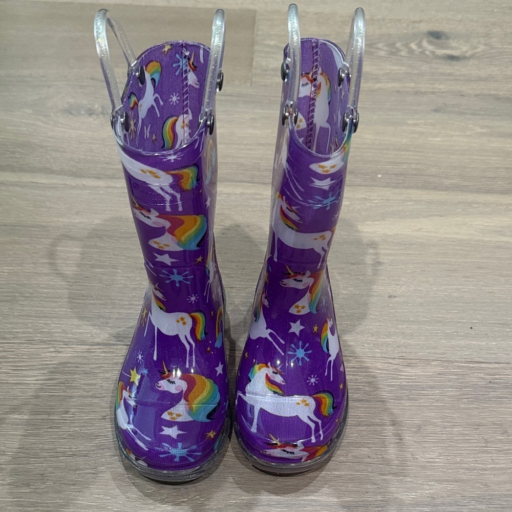 Purple light up Unicorn Rain Boots